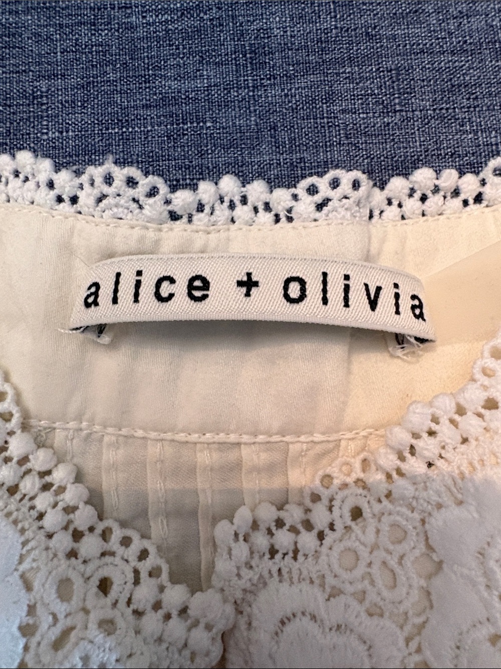 Alice + Olivia Clark Pintucked Broderie Anglaise Cotton Mini Dress - size small - Picture 4 of 5